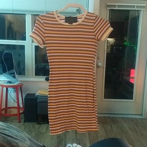 Striped stretch knit mini dress